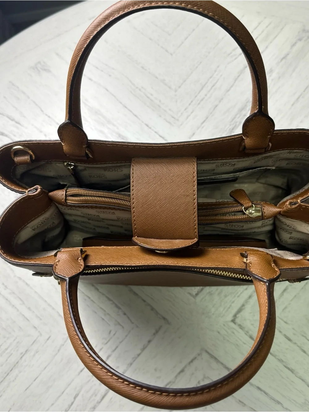 Michael Kors Brown Saffiano Satchel with Matching Wallet